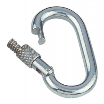 Karabinerhaken oval mit Sicherheitsmutter 8 x 70 mm Edelstahl-316 (A4)
