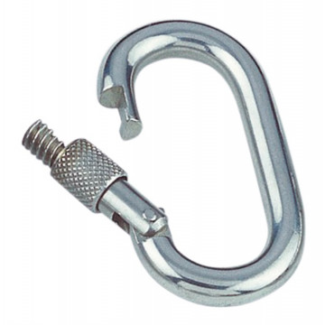 Karabinerhaken oval mit Sicherheitsmutter 10 x 90 mm Edelstahl-316 (A4)