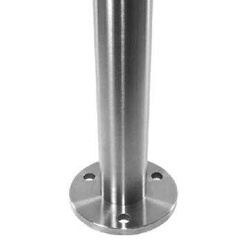 Rohr mit Bodenplatte 42,4 x 2,0 mm 1000 mm Edelstahl matt geschliffen