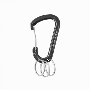 Alu-Karabinerhaken mit Schlüsselringen 76 x 45 mm schwarz Alu/Stahl