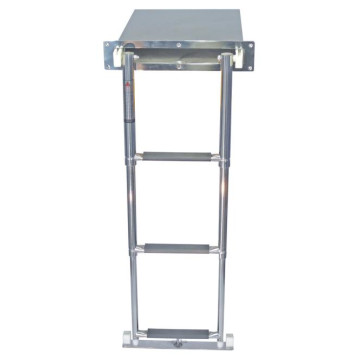 Teleskop-Badeleiter mit 3 Stufen in Kassette, 890 x 284 mm, Edelstahl 316 (A4)