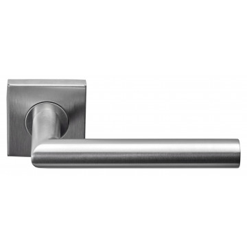 Deurkruk paar BASICS LB2-19BSQR53G deurkruk geveerd op vierkant rozet mat RVS