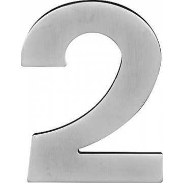 Huisnummer 2 BASICS LBHN100-2 100 mm met blinde bevestiging en afstandshouders mat RVS