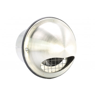 Bolrooster met terugslagklep en grofmazig gaas Ø125 mm RVS-304