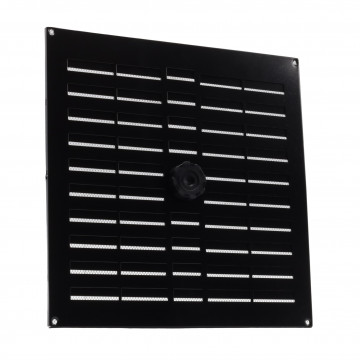 Schuifrooster met gaas 300 x 300 mm zwart aluminium