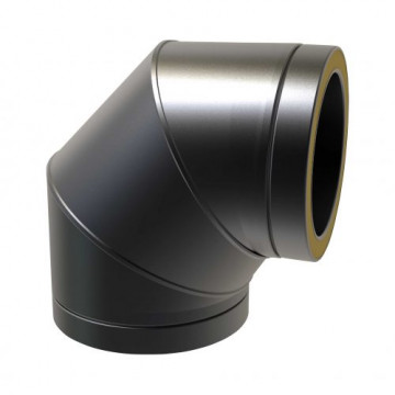 Bocht Ã˜80 mm 90° voor rookkanaal dubbelwandig RVS-304 zwart gecoat