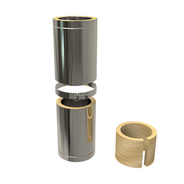 Paspijp Ø80 mm 350 tot 500 mm voor rookkanaal dubbelwandig RVS-304