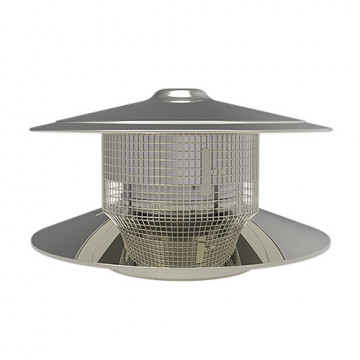 Trekkap Ø80 mm met gaas voor rookkanaal dubbelwandig RVS-304