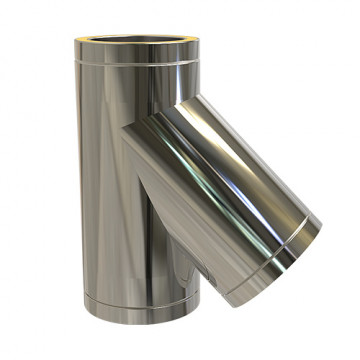 T-stuk Ø80 mm 135° voor rookkanaal dubbelwandig RVS-304