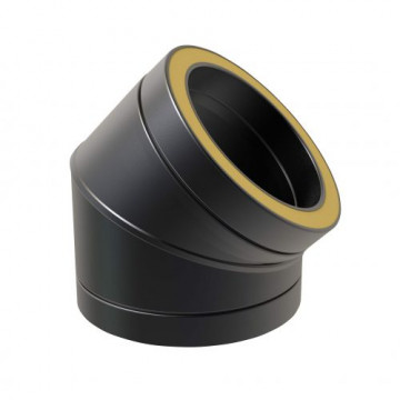 Bocht Ã˜125 mm 45° voor rookkanaal dubbelwandig RVS-304 zwart gecoat