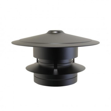 Trekkap Ø125 mm antivalwind voor rookkanaal dubbelwandig RVS-304 zwart gecoat