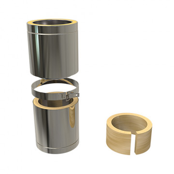 Paspijp Ø150 mm 250 tot 350 mm voor rookkanaal dubbelwandig RVS-304