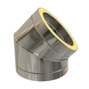 Bocht Ø175 mm 45° voor rookkanaal dubbelwandig RVS-304