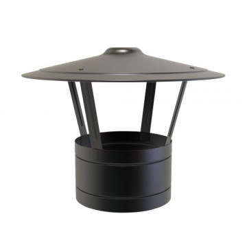 Regenkap Ã˜175 mm voor rookkanaal dubbelwandig RVS-304 zwart gecoat