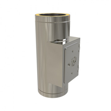 T-stuk Ø175 mm met inspectieluik voor rookkanaal dubbelwandig RVS-304