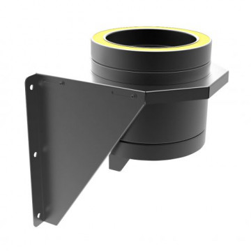 Muurondersteuning Ø200 mm voor rookkanaal dubbelwandig RVS-304 zwart gecoat