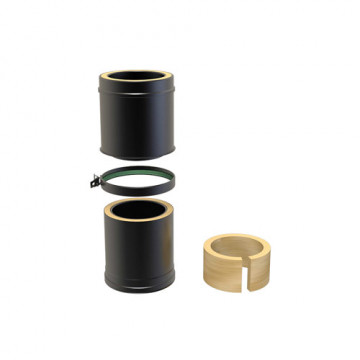 Paspijp Ã˜200 mm 250 tot 350 mm voor rookkanaal dubbelwandig RVS-304 zwart gecoat