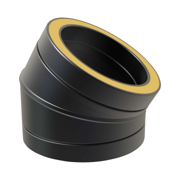 Bocht Ø250 mm 30° voor rookkanaal dubbelwandig RVS-304 zwart gecoat