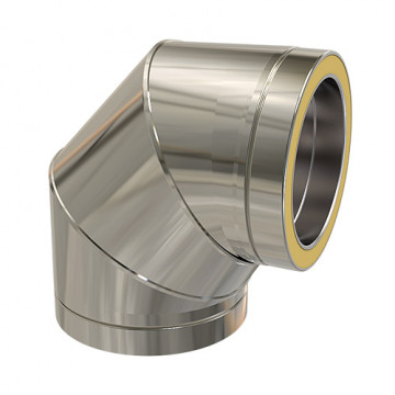 Bocht Ø250 mm 90° voor rookkanaal dubbelwandig RVS-304