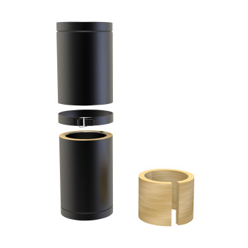 Paspijp Ø250 mm 350 tot 500 mm voor rookkanaal dubbelwandig RVS-304 zwart gecoat