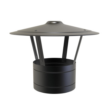 Regenkap Ø250 mm voor rookkanaal dubbelwandig RVS-304 zwart gecoat