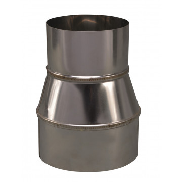 Verloopstuk enkelwandig 129 mm uitw. - 100 mm voor rookkanaal RVS-304