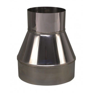 Verloopstuk enkelwandig 179 mm uitw. - 110 mm voor rookkanaal RVS-304