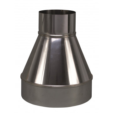 Verloopstuk enkelwandig 199 mm uitw. - 100 mm voor rookkanaal RVS-304