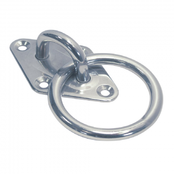 Mastplatte Raute mit Ring 65 x 40 mm Bügel 6 mm Ring 6 x 35 mm Edelstahl-304 (A2)
