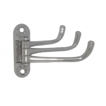 Kleiderhaken 3-fach schwenkbar 106 x 75 mm Edelstahl-316 (A4)