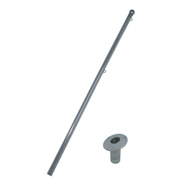 Flaggenstock mit Halter 15° versenkt 970 x 25 mm magnetisch Edelstahl-304 (A2)