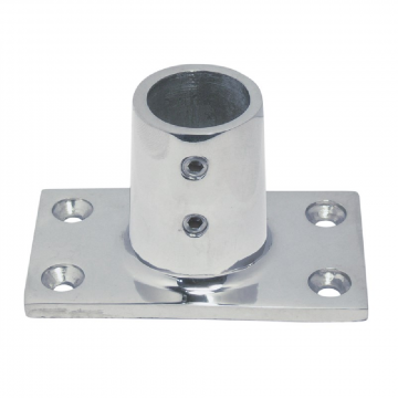 Relingfuß mit rechteckiger Grundplatte 90° 81 x 48 mm für Rohr 25 mm Edelstahl-316 (A4)