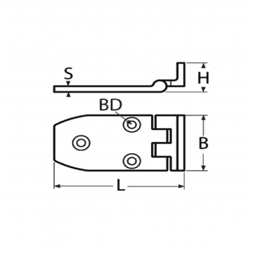 Scharnier 68 x 38 mm Edelstahl-316 (A4)