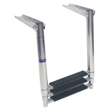 Teleskop Badeleiter für Montage auf Plattform 370-570 x 280 mm 2-stufig schwarz Edelstahl-316 (A4)