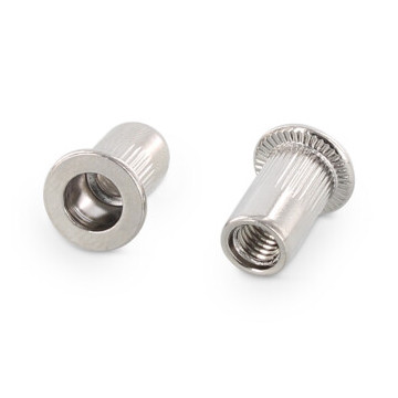 Flako-Einnietmuttern, Rundschaft offen, gerändelt Art. 1025 A4 M5X12 (250 Stück)