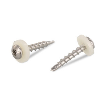 Fensterbankschrauben mit Polyamidscheibe natur Art. 9066 A2 C 3,9X25 TX15 GG mit Bohrspitze (200 Stück)