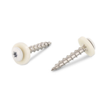 Fensterbankschrauben mit Polyamidscheibe weiß Art. 9066 A2 C 3,9X16 TX15 Grobgewinde - RAL 9003 (200 Stück)