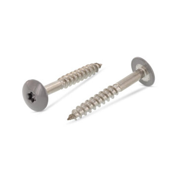 Trespo Flachrundkopf-Holzschrauben mit ISR, farbig Art. 9086 A4 5,5X25 TX20 - RAL 7037 Staubgrau (100 Stück)