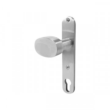 Feststehender Knopf oval mit halbrundem, extra langem Schild Edelstahl matt Edelstahl