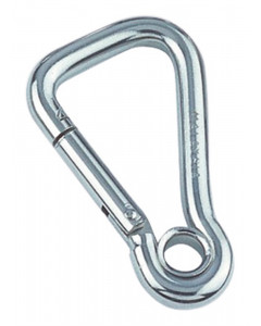 Karabinerhaken asymmetrisch mit Kausche 10 x 100 mm Edelstahl-316 (A4)