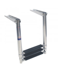 Teleskop Badeleiter f&uuml;r Montage auf Plattform 415-1115 x 305 mm 4-stufig schwarz Edelstahl-316 (A4)