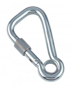 Karabiner asym. mit Sicherheitsmutter und Kausche 8 x 80 mm Edelstahl-316 (A4)