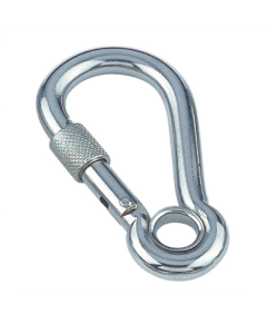 Karabinerhaken mit Sicherheitsmutter und Kausche 8 x 80 mm Edelstahl-316 (A4)